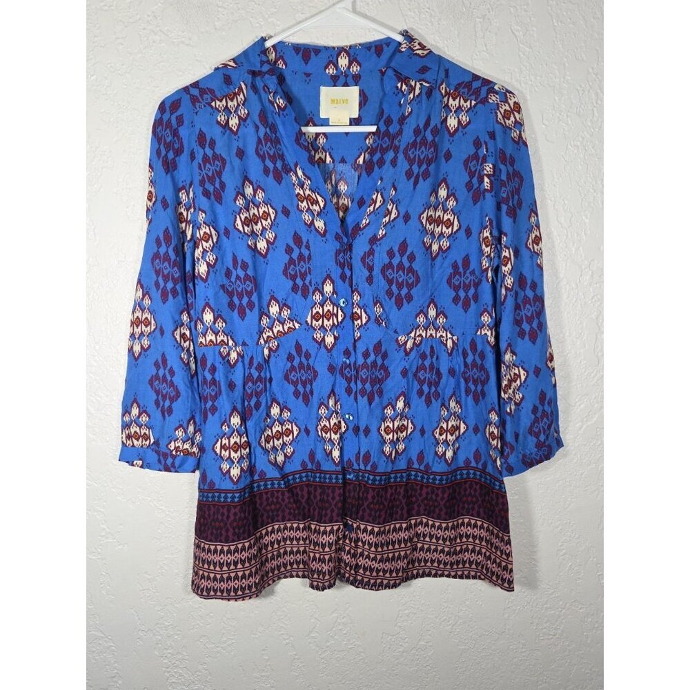 MAEVE Anthropologie Collared V-neckline Button down Top Size 0